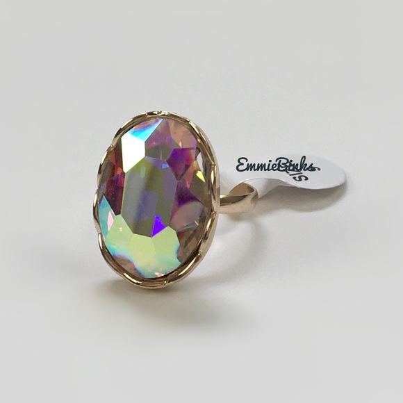 NWT Multifaceted Holographic Iridescent Crystal Cocktail Ring - Oil Slick Tones - Picture 12 of 16